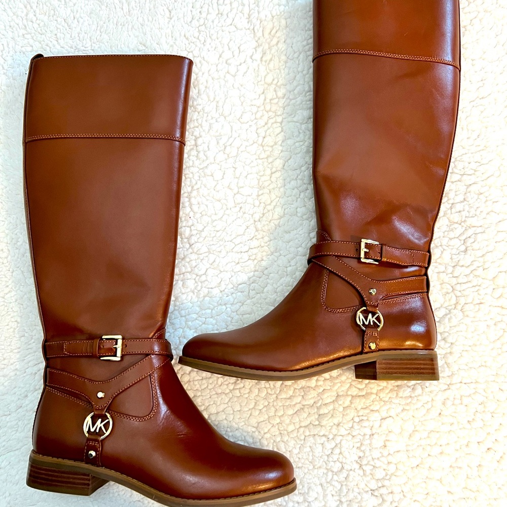 New Michael Kors Brown Preston Tall Riding Boots NEW 6M - Picture 1 of 13